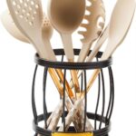 Mocha Check Utensil Holder Cady