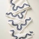 Madeline Embroidered Navy Napkins, Set of 4