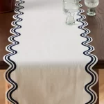 Madeline Embroidered White Table Runner