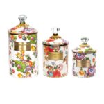 White Flower Market Enamel Canisters Set Of 3