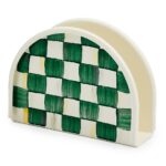 Emerald Check Enamel Napkin Holder