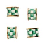 Emerald Check Napkin Rings Set of 4
