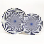 Blue Striped Plates Set Of 6